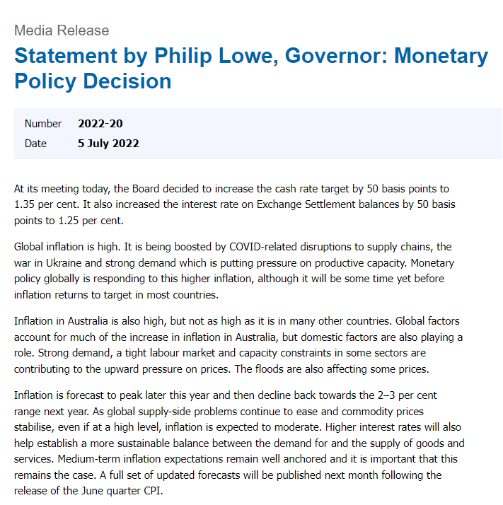 澳大利亚央行再度加息50个基点,创有史以来最快紧缩速度